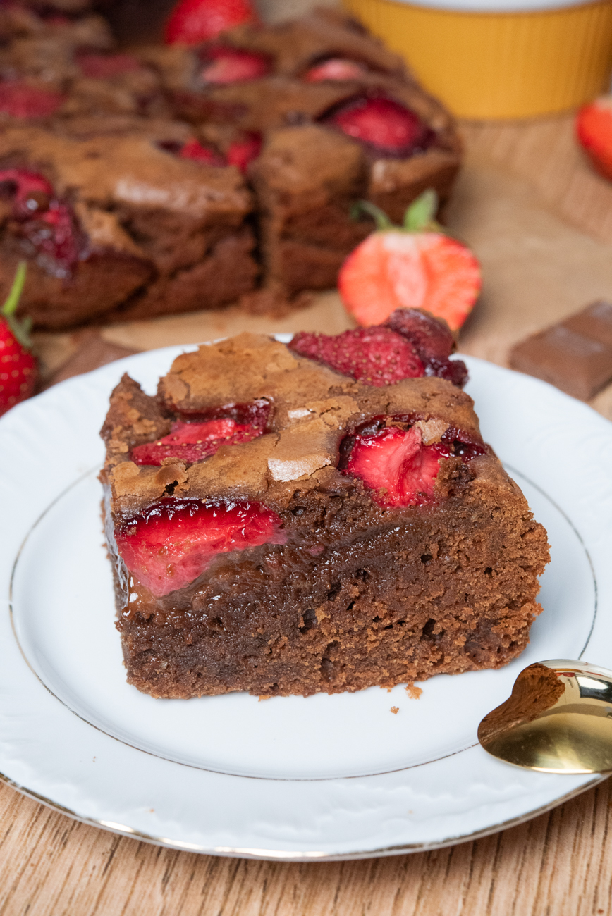 Brownie z truskawkami